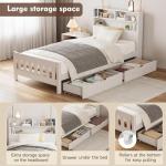 Aptliton White Pine Single Bed Frame with Drawers