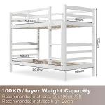 Elegant Solid Wood Bunk Bed with Guard Rail