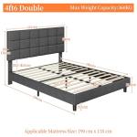 Yaheetech 4ft6 Upholstered Platform Bed, Dark Grey