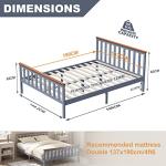 Elegant Solid Wood Double Bed Frame in Grey