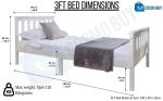 White Solid Pine Single Bed Frame for All Ages