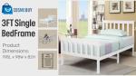 White Solid Pine Single Bed Frame for All Ages