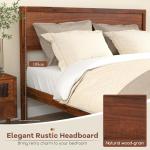 Solid Acacia Wood Bed Frame with Retro Headboard