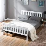 Merax White Solid Wood Double Bed Frame