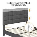 Yaheetech 4ft6 Upholstered Platform Bed, Dark Grey