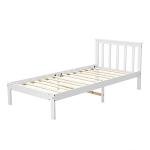 Panana White Single Bed Frame with Headboard