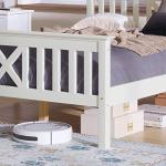 Merax White Solid Pine Bed Frame with Drawers