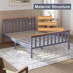 Elegant Solid Wood Double Bed Frame in Grey