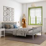 4.6FT Solid Wood Double Bed Frame in Grey