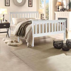 4Ft Solid Wooden Bed Frame in White Pine