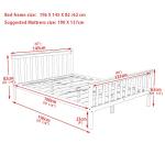 4.6FT Solid Wood Double Bed Frame in Grey