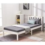 Panana Solid Pine Single Bed Frame, White/Natural