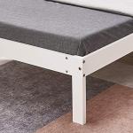 Panana Solid Pine Single Bed Frame, White/Natural