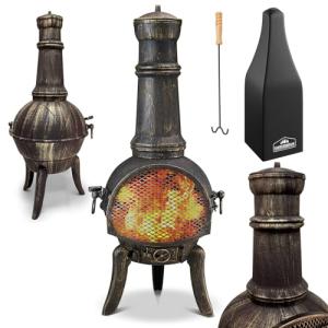 Cast Iron Outdoor Chiminea Fire Pit with Cover