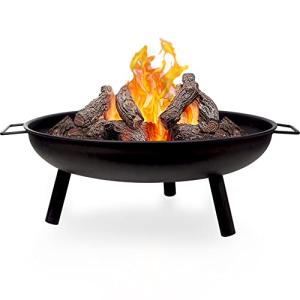 Large Round Steel Fire Pit - Matt Black