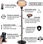 Heatlab 2KW Waterproof Infrared Patio Heater with Remote
