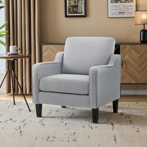 Mid Century Grey Fabric Accent Chair