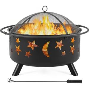 Yaheetech Large Black Wood Burning Fire Pit