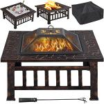 Yaheetech Garden Fire Pit with Cover and Poker