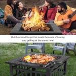 32-Inch Square Outdoor Fire Pit with Grill