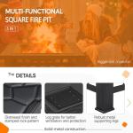 Yaheetech 3-in-1 Square Outdoor Fire Pit