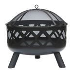 Round Black Outdoor Fire Pit with Lattice Design