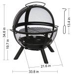 Large Black Fire Pit with BBQ Grill