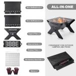 Portable Camping Fire Pit and Grill with Bag