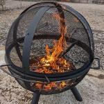 Large Black Fire Pit with BBQ Grill
