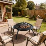 Foldable Outdoor Fire Pit with Grill and Poker