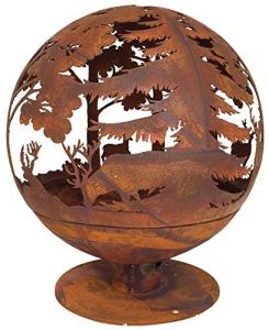 Woodland Globe Fire Pit Bowl in Red Iron