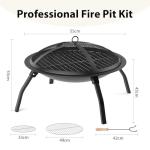 Foldable Outdoor Fire Pit with Grill and Poker