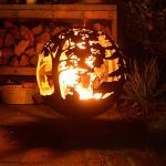 Woodland Globe Fire Pit Bowl in Red Iron