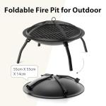Foldable Outdoor Fire Pit with Grill and Poker