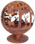 Woodland Globe Fire Pit Bowl in Red Iron