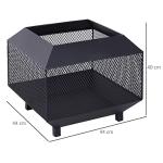 Outdoor Metal Fire Pit with Mesh Lid and Poker