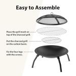 Foldable Outdoor Fire Pit with Grill and Poker