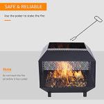 Outdoor Metal Fire Pit with Mesh Lid and Poker