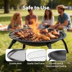 Foldable Outdoor Fire Pit with Grill and Poker