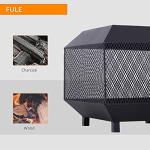 Outdoor Metal Fire Pit with Mesh Lid and Poker