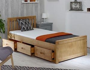Happy Beds Pine Storage Bed Frame with Drawers