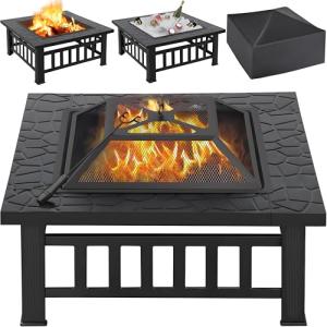 Yaheetech 3-in-1 Square Outdoor Fire Pit