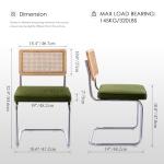 Green Velvet Dining Chairs with Cane Back