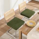 Green Velvet Dining Chairs with Cane Back