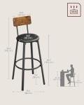 Rustic Brown Bar Stools Set with Backrest