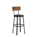 Rustic Brown Bar Stools Set with Backrest