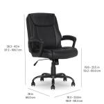 Black Padded Office Desk Chair with Armrests