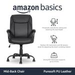 Black Padded Office Desk Chair with Armrests