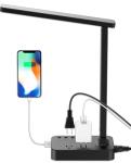 Black LED Desk Lamp with USB and AC Outlets