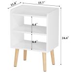 Mid-century Modern White Nightstand with Storage Shelf